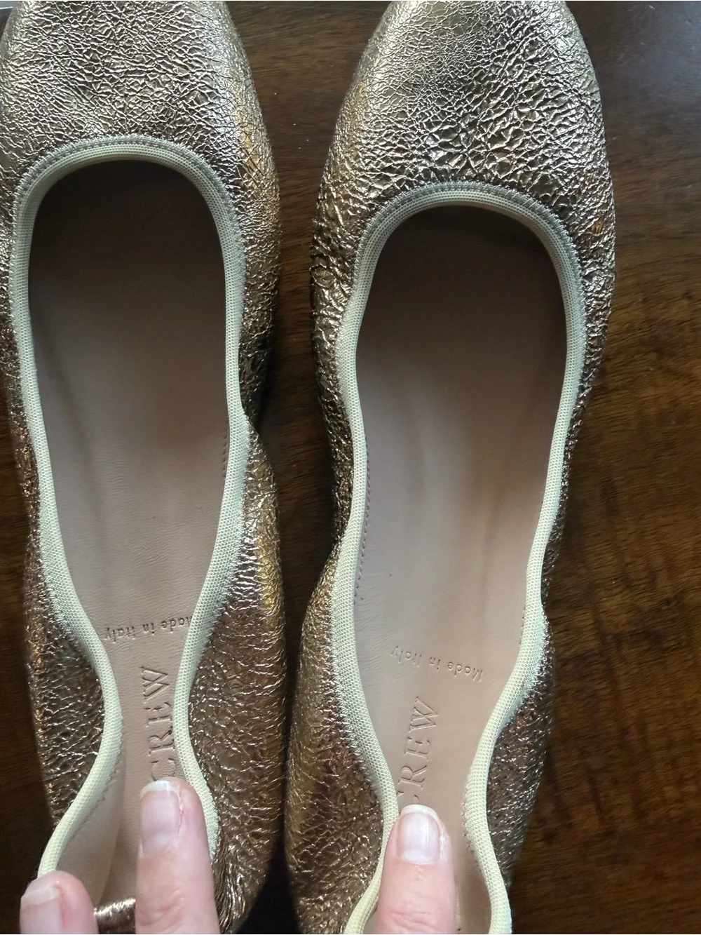Never worn like new J. Crew Women's Crinkled Metallic Gold Ballet Flats